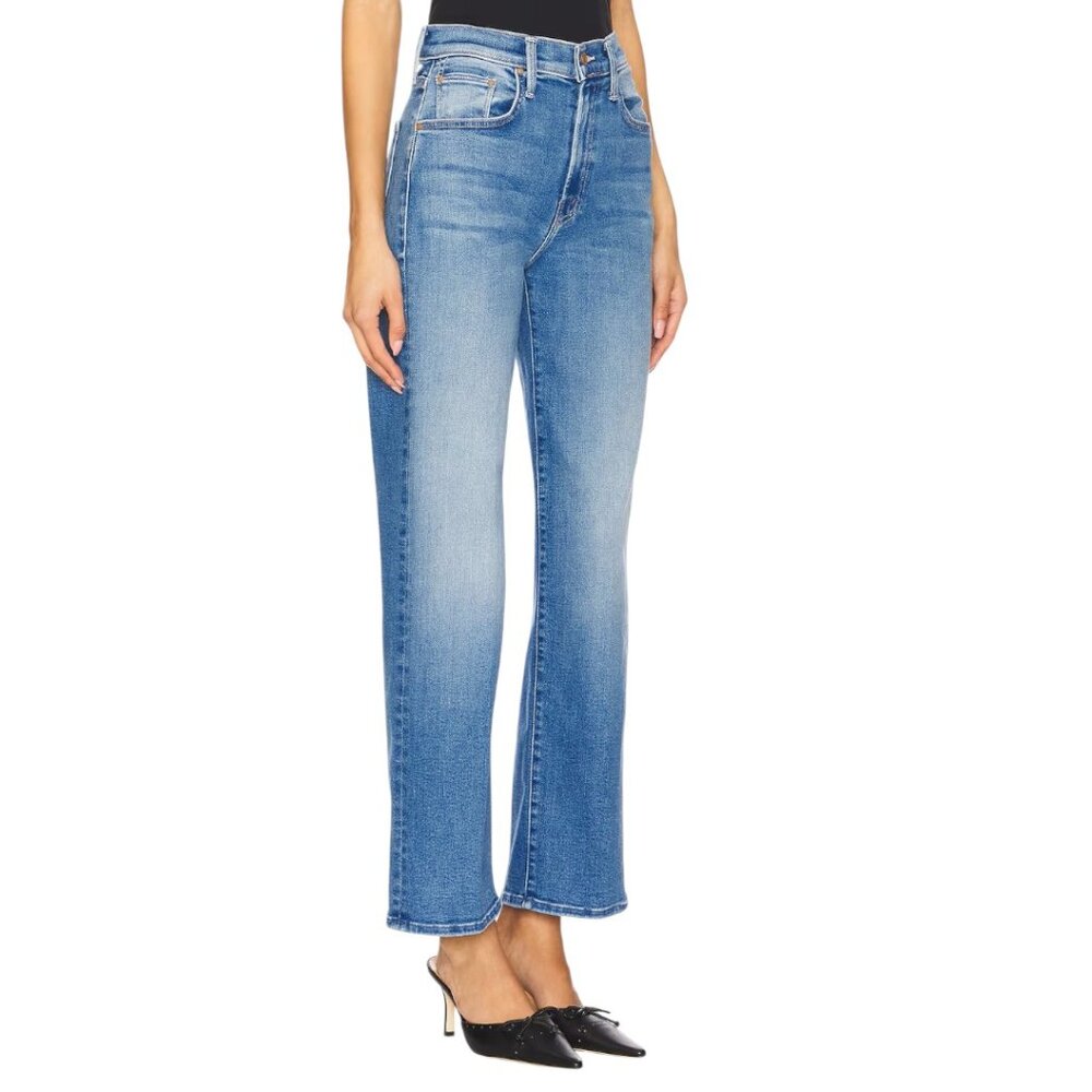 NWT MOTHER Rambler Zip Flood Straight Leg in Read Between The Lines Size 28 - Picture 2 of 14